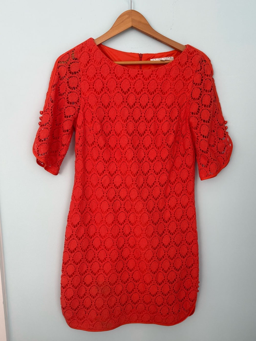 Trina Turk Orange Crochet Shift Dress